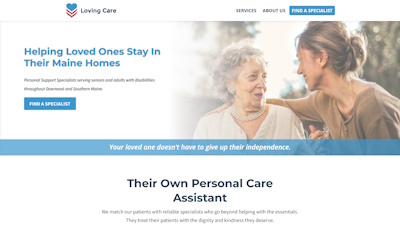 screenshot of the website for Maine Loving Care at https://lovingcaremaine.com/