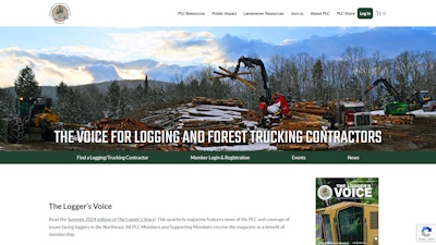 screenshot of the website for Professional Logging Contractors of the Northeast at https://plcloggers.org/